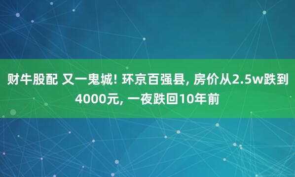 财牛股配 又一鬼城! 环京百强县, 房价从2.5w跌到4000元, 一夜跌回10年前