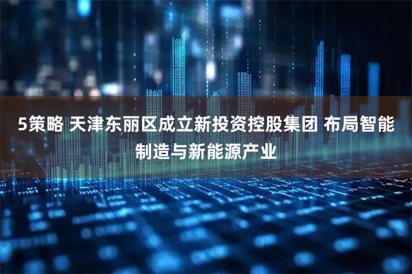 5策略 天津东丽区成立新投资控股集团 布局智能制造与新能源产业